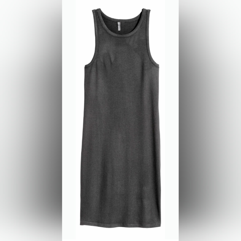 H&M Girls' (Size 8-10) Black Lightweight Ribbed Sleeveless Jersey Dress